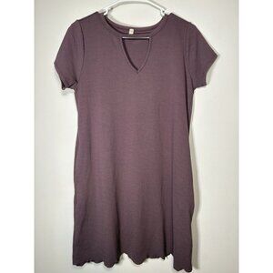 PURE BLUSH Soft Mauve T-shirt Dress Thick Scalloped Casual Pockets Size Medium